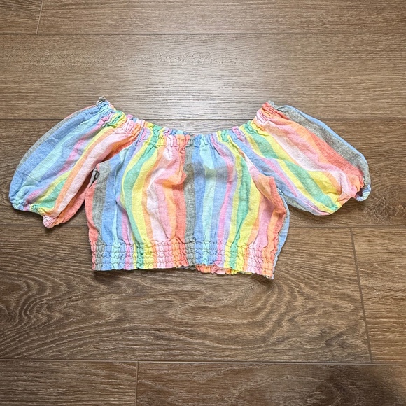 Gap Girls Cotton Puff Sleeve Top, Set of 2, Size Small, Linen, Eyelet, Summer - Picture 4 of 16